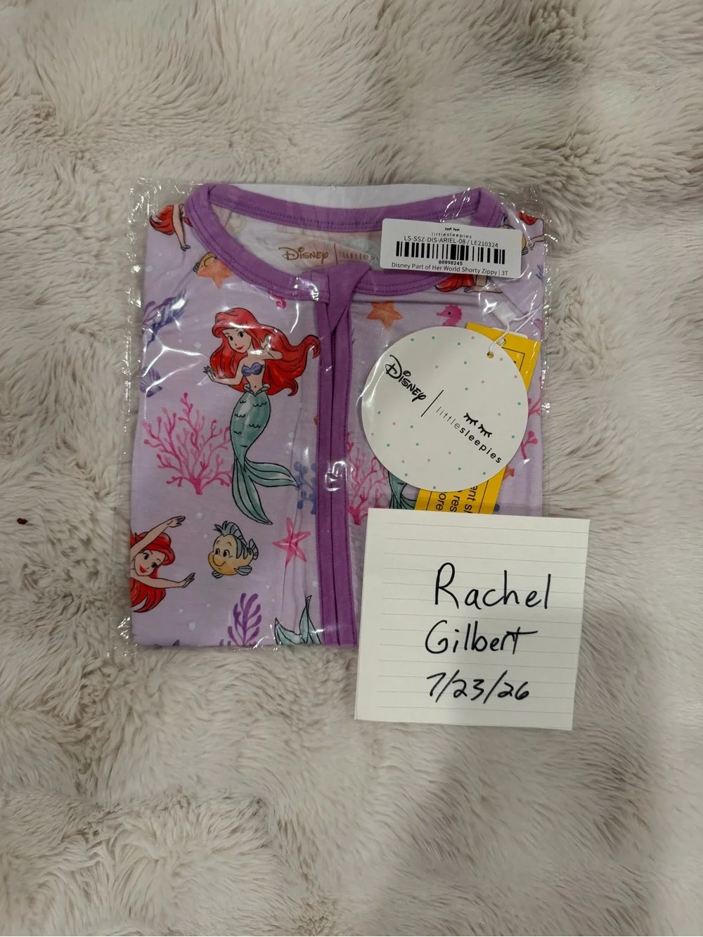 Disney Ariel Girls Lavender Swim Rash Guard
